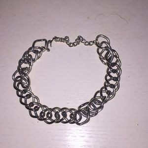 Silver chain choker necklace